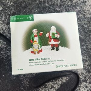 Dept 56 North Pole Series Santa & Mrs Claus 56090 Christmas Porcelain Figures